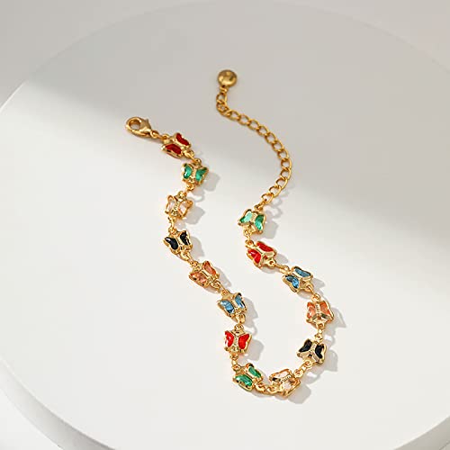 Butterfly Bracelets for Women 18k Gold Plated Dainty Charm Gold Bracelet for Women Teen Girls, Adjustable, Handmade Bracelet