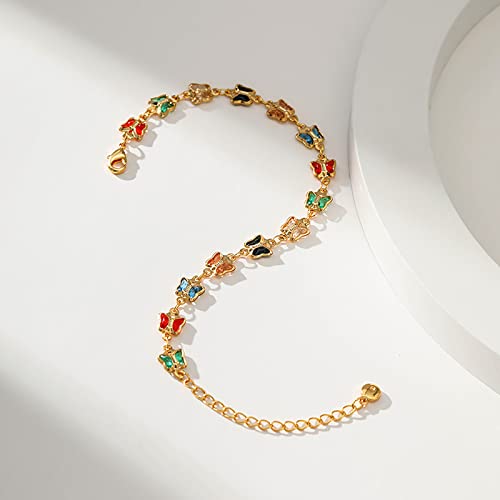 Butterfly Bracelets for Women 18k Gold Plated Dainty Charm Gold Bracelet for Women Teen Girls, Adjustable, Handmade Bracelet