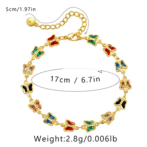 Butterfly Bracelets for Women 18k Gold Plated Dainty Charm Gold Bracelet for Women Teen Girls, Adjustable, Handmade Bracelet
