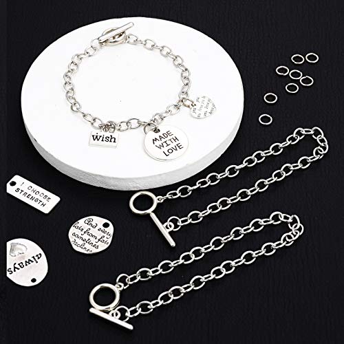 12 Pieces Chain Bracelets Alloy Metal Plated Link Bracelet Chains with OT Toggle Clasps for Men Women Charm Minimalist Jewelry Bracelet Making (Silver)