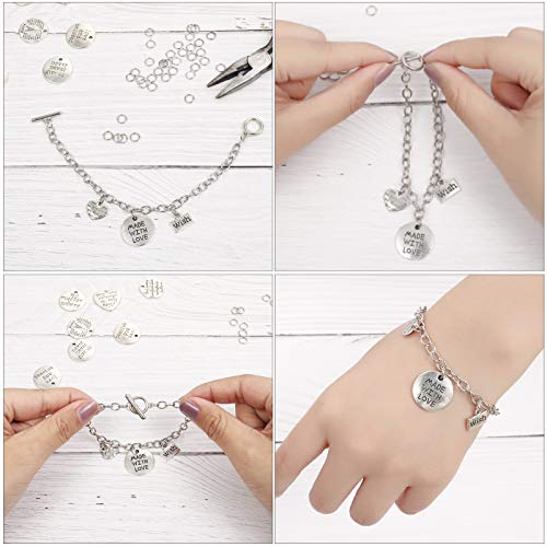 12 Pieces Chain Bracelets Alloy Metal Plated Link Bracelet Chains with OT Toggle Clasps for Men Women Charm Minimalist Jewelry Bracelet Making (Silver)