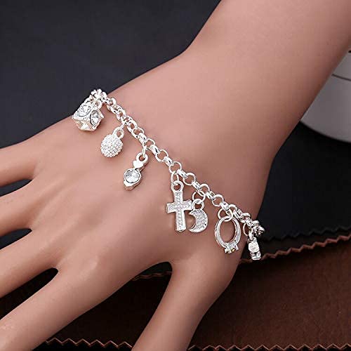 Charm Bracelets for Women S925 Sterling Silver Bracelets for Women Lady's Pendent Charm Wrist Chain Bracelet Bangle