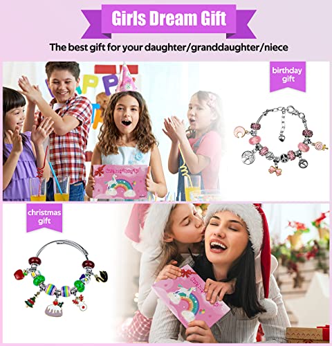 Gionlion Charm Bracelet Making Kit, Jewelry Making Kit Trendy Stuff for Kids Ages 6-12, Unicorn Toy Cute Stuff for Teen Girls Gifts Birthday Gift, Crafts for Girls 6 7 8 9 10 11 12 Year Old