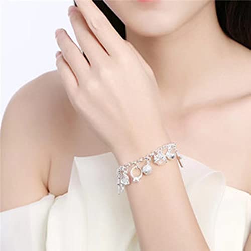 Charm Bracelets for Women S925 Sterling Silver Bracelets for Women Lady's Pendent Charm Wrist Chain Bracelet Bangle