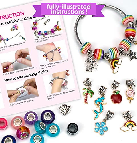 Gionlion Charm Bracelet Making Kit, Jewelry Making Kit Trendy Stuff for Kids Ages 6-12, Unicorn Toy Cute Stuff for Teen Girls Gifts Birthday Gift, Crafts for Girls 6 7 8 9 10 11 12 Year Old