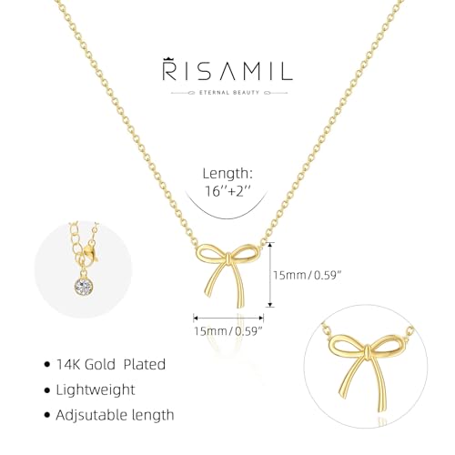 Risamil Gold Bow Pendant Necklace - Dainty Choker