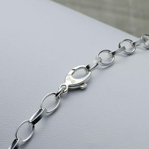 Oval Link Charm Bracelet in 925 Sterling Silver (7.5, Rhodium Plated Sterling Silver)