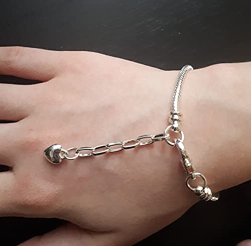 Yeshan 5pcs Women Silver Plated Snake Chain Charm Bracelet Starter with Classic Bead Lobster Clasp Fits All Chamilia Troll Biagi Beads,6.7inch