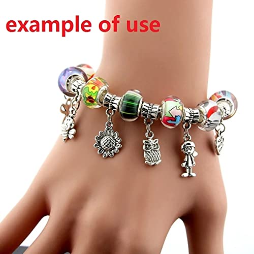 Yeshan 5pcs Women Silver Plated Snake Chain Charm Bracelet Starter with Classic Bead Lobster Clasp Fits All Chamilia Troll Biagi Beads,6.7inch