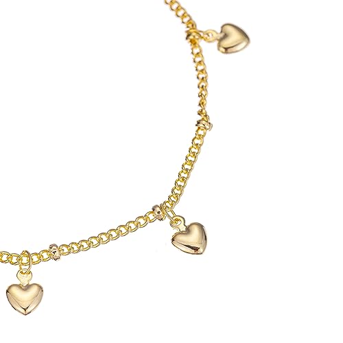 14K White Gold Plated Link Bracelet for Women Teen Girls Heart Star Round Beaded Charms Dainty Chain Simple Jewelry Gifts (5-star gold)