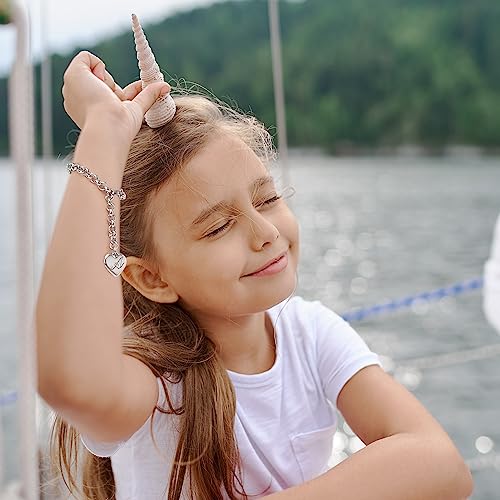 SANNYRA Charm M Bracelet Gifts | Heart Initial Charms Bracelets for Women Trendy | 26 Letters Stainless Steel Bracelet Gifts Ideas for Teen Girls