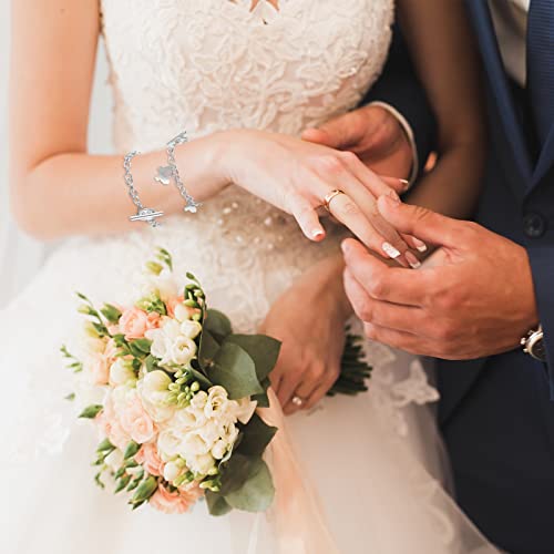 80 Pcs Chain Bracelets Link Bracelet Chains with OT Toggle Clasps Bulk Charm Bracelets for Women Alloy Round Link Bracelet Connectors Minimalist Jewelry Bracelet Making Chain (Silver)