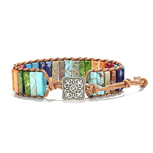 Gemstone Multicolor Leather Boho Friendship Bracelets