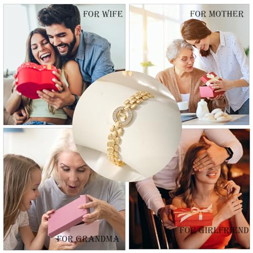 WEDDINEN Initial Bracelet,14K Gold Letter Bracelets for Women, Thick Bangle Wrist Gold Initial Bracelets for Women, Alphabet Bracelet Jewelry Initial A Charm Chain