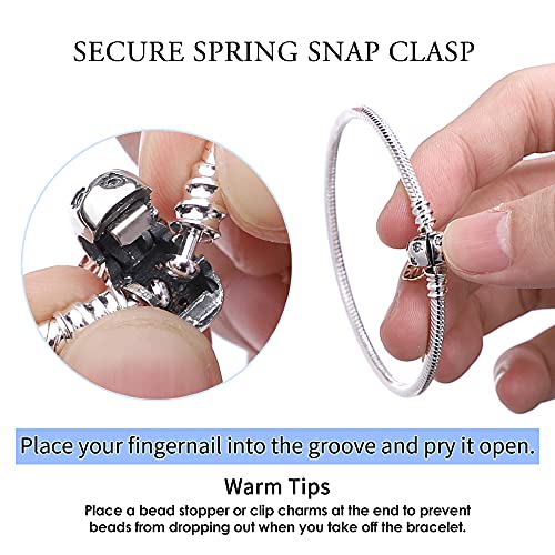 KUNSIR 925 Sterling Silver Snake Chain Bracelet with Lucky Leaf Charm Bracelets for Women Teen