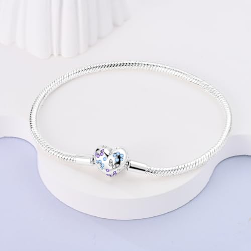Parmuz 925 Sterling Silver Charm Bracelet for Woman Snake Chain Bracelet Star Moon Butterfly Cute Iconic Moments European Bracelet Jewelry Gift for Woman