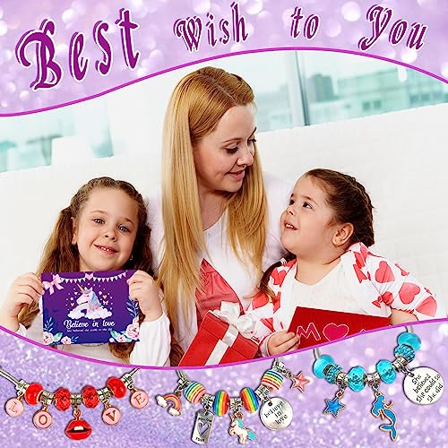 klmars Charm Bracelet Making Kit,Jewelry Making Supplies Beads,Unicorn/Mermaid Crafts Gifts Set for Girls Teens Age 5-12