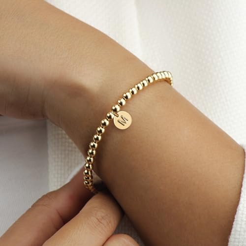 Turandoss Initial Bracelet for Women - 14K Gold Plated Initial L Alphabet Charm Bracelet for Women Trendy, Gold Letter L Monogram Bracelet for Women Jewelry