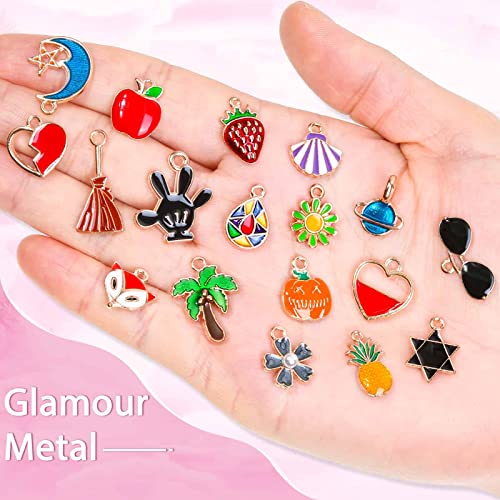 400Pcs Charms for Jewelry Making, Assorted Enamel Bracelet Bangle Charms, Mixed Bulk Metal Necklace Earring Charm for Jewelry Making