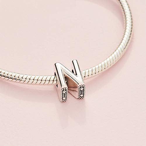 Pandora Letter N Alphabet Charm - Compatible Moments Bracelets - Jewelry for Women - Gift for Women in Your Life - Made with Sterling Silver