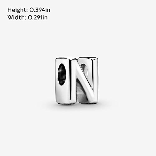 Pandora Letter N Alphabet Charm - Compatible Moments Bracelets - Jewelry for Women - Gift for Women in Your Life - Made with Sterling Silver