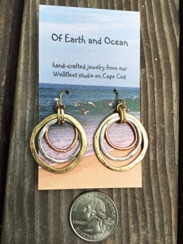 Sunrise Tricolor Dangle Earrings - Burnished Circles