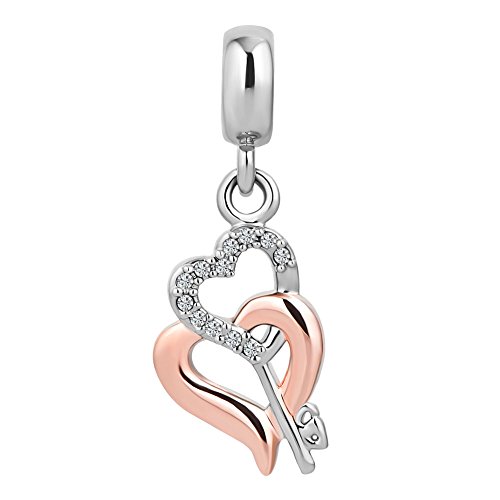 CharmSStory Rose Gold Key to My Heart Charms Dangle Beads for Necklaces Bracelet (Key)