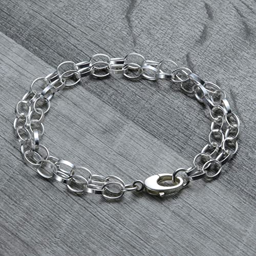 Layered Chain Charm Bracelet in Sterling Silver 8.0 inches (8.0 inches)