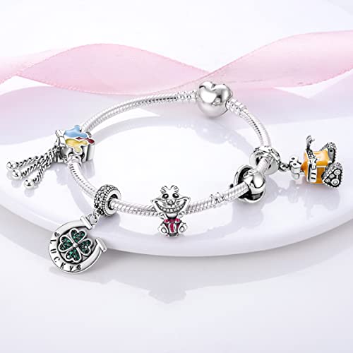 Parmuz Charm Bracelet 925 Sterling Silver Heart Clasp Snake Chain Bracelet Jewelry Fit Charm Birthday Gift for Women