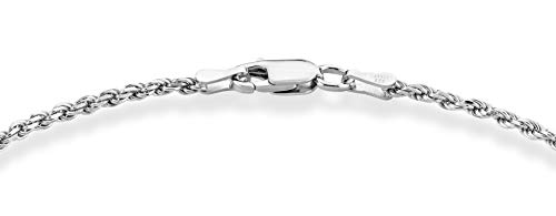 Miabella Solid 925 Sterling Silver Italian 2mm, 3mm Diamond-Cut Braided Rope Chain Bracelet for Women Men, Made in Italy (2mm - Length 7 Inches (Small))