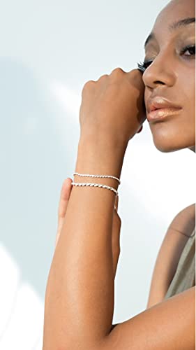 Miabella Solid 925 Sterling Silver Italian 2mm, 3mm Diamond-Cut Braided Rope Chain Bracelet for Women Men, Made in Italy (2mm - Length 7 Inches (Small))