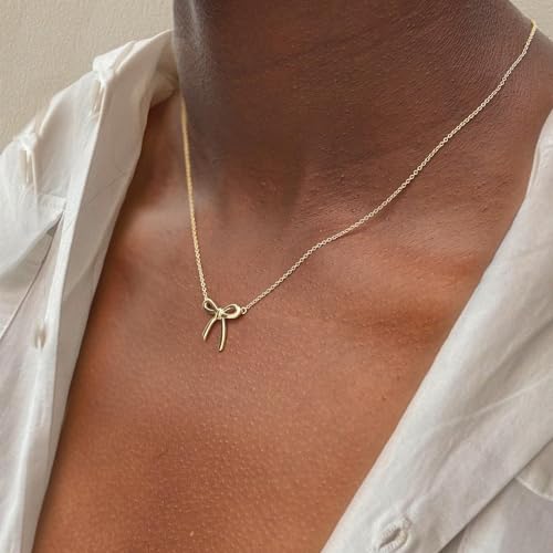Risamil Gold Bow Pendant Necklace - Dainty Choker