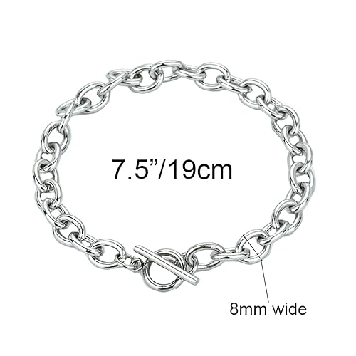 kelistom 925 Sterling Silver Bracelets for Women Teen Girls, Love Heart Charm Chain Bracelet Bangle Fashion Jewelry Gifts (link braclet-OT)