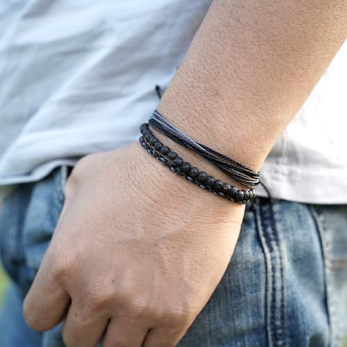 Men's Adjustable Natural Stone Beaded Healing Bracelet