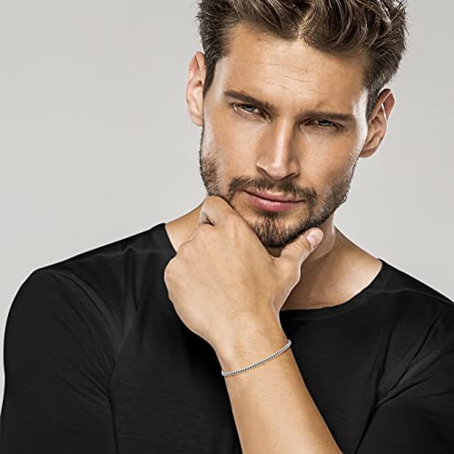 Miabella Italian 925 Sterling Silver Thick 3.5mm, 5mm, 7mm Curb Cuban Link Chain Bracelet, Solid Heavy Sterling Silver Bracelet for Men Made in Italy (8, 3.5mm)