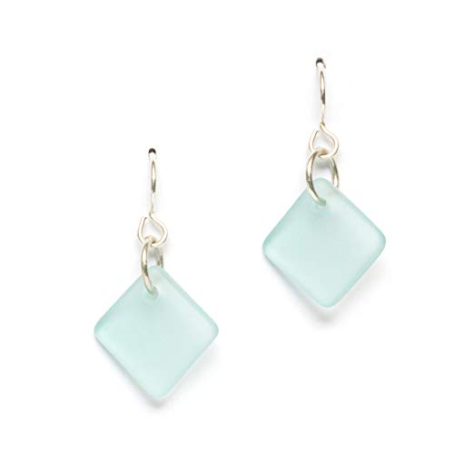Eco-Friendly Sea Glass Diamond Earrings for Women