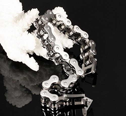 Feraco Mens Bikers Bracelet Stainless Steel Motorcycle Bike Chain Bracelets 8.4 Inch, Black&Silver