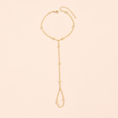 YANCHUN Ring Bracelet Hand Chain Gold Stack Ring Bracelet Adjustable Hand Chain Gold Finger Ring Bracelets Boho Jewelry Trendy