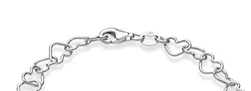 Miabella Sterling Silver Italian 5mm Rolo Heart Link Chain Bracelet for Women, Made in Italy (Length 7 Inches)