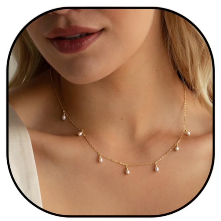 Pearl Pendant Gold Plated Choker Necklace Handmade Jewelry