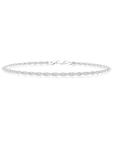 nometo 925 Sterling Silver Rope Chain Bracelet 2mm Silver Bracelet for Men Women Silver Bracelet 6.5-9 Inches（7）