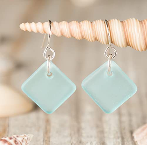 Eco-Friendly Sea Glass Diamond Earrings for Women
