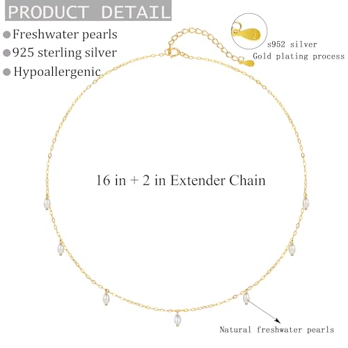 Pearl Pendant Gold Plated Choker Necklace Handmade Jewelry