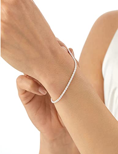 nometo 925 Sterling Silver Rope Chain Bracelet 2mm Silver Bracelet for Men Women Silver Bracelet 6.5-9 Inches（7）