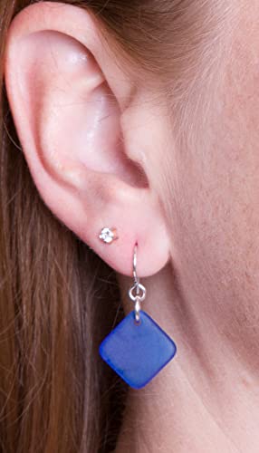 Eco-Friendly Sea Glass Diamond Earrings for Women