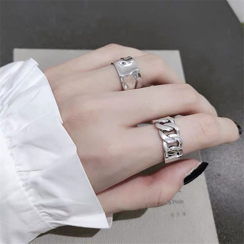 Handmade Vintage Silver Adjustable Ring - Geometric Style