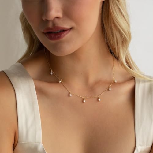 Pearl Pendant Gold Plated Choker Necklace Handmade Jewelry