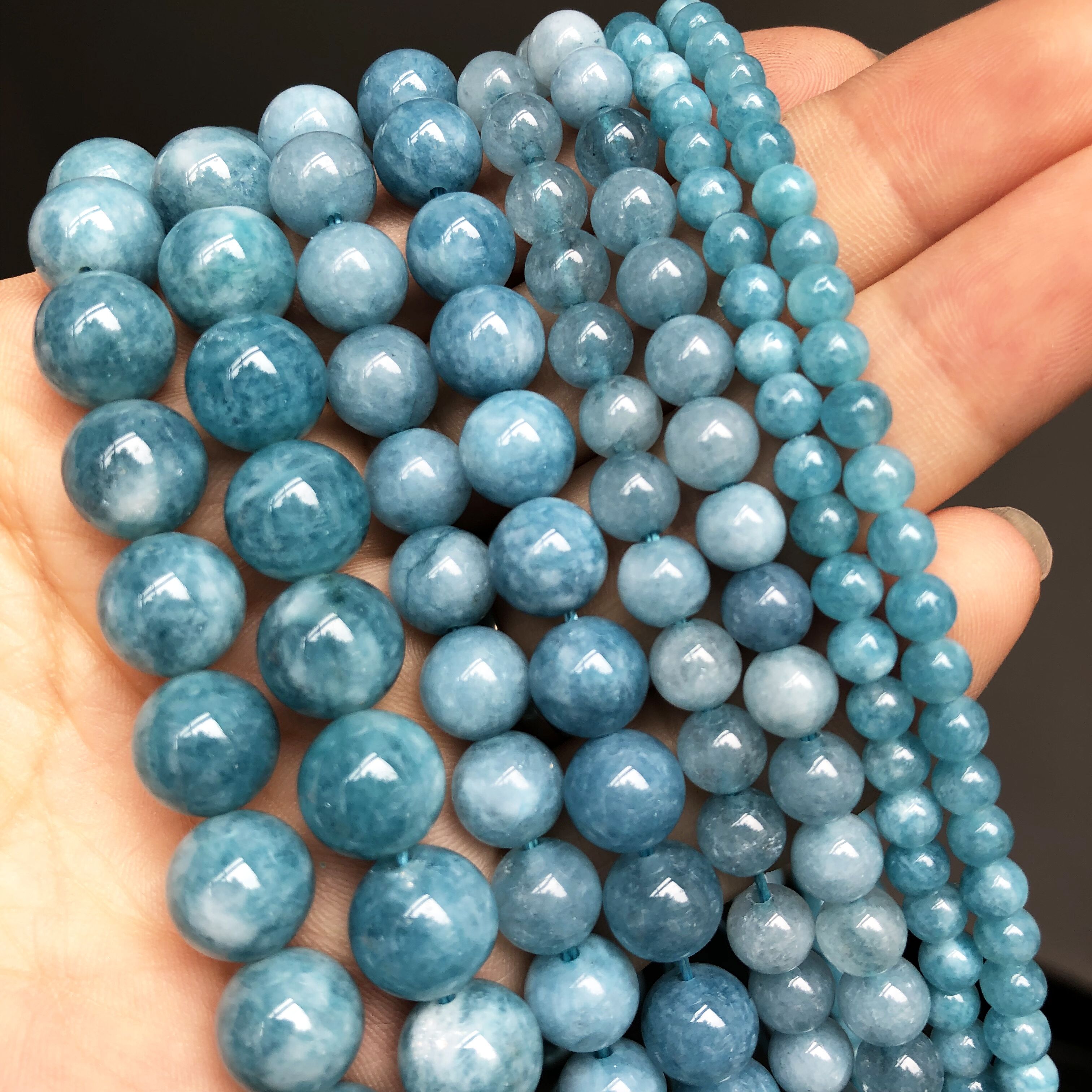 Dark Blue Chalcedony Jades Loose Spacer Beads for Jewelry