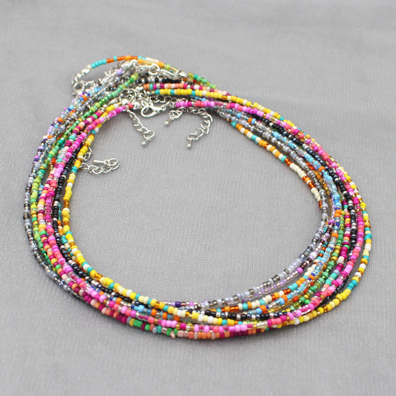 Colorful Seed Beads Choker Necklace - Handmade Boho Jewelry