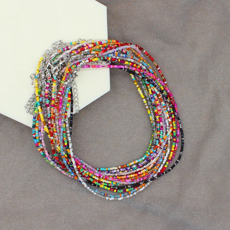 Colorful Seed Beads Choker Necklace - Handmade Boho Jewelry